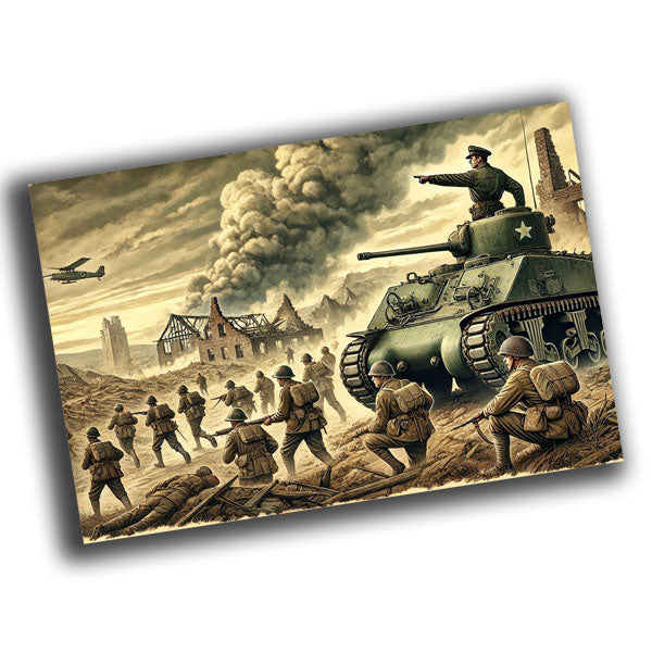 vintage-style illustration showcasing a classic military history scene WW2 Photo Glossy 4*6 in K018