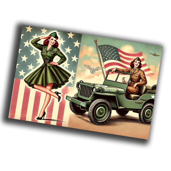 vintage-style pin-up illustration with a military theme WW2 Photo Glossy 4*6 in K022