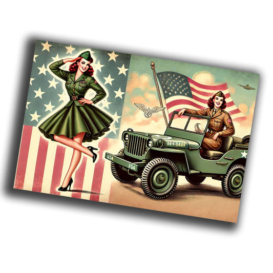 vintage-style pin-up illustration with a military theme WW2 Photo Glossy 4*6 in K022