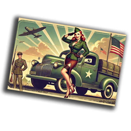 classic vintage pin-up illustration featuring a glamorous woman  WW2 Photo Glossy 4*6 in K024